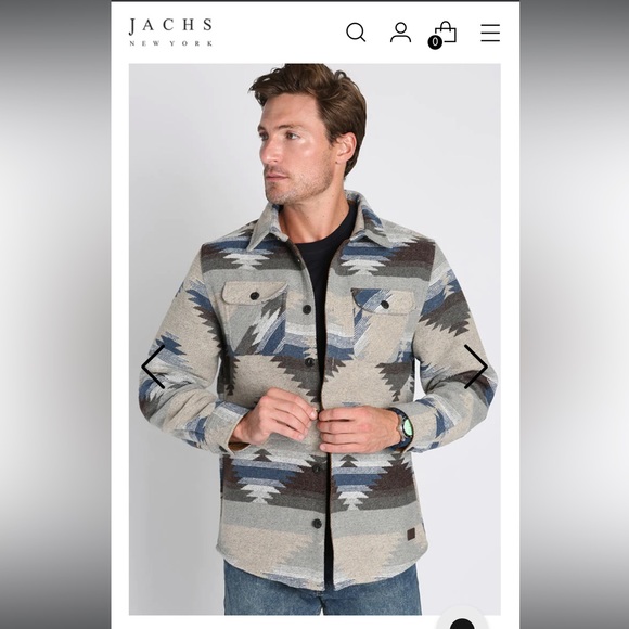 Jachs Men’s Tan Aztec Sherpa Lined Wool Blend Jacket Shacket - Picture 3 of 16